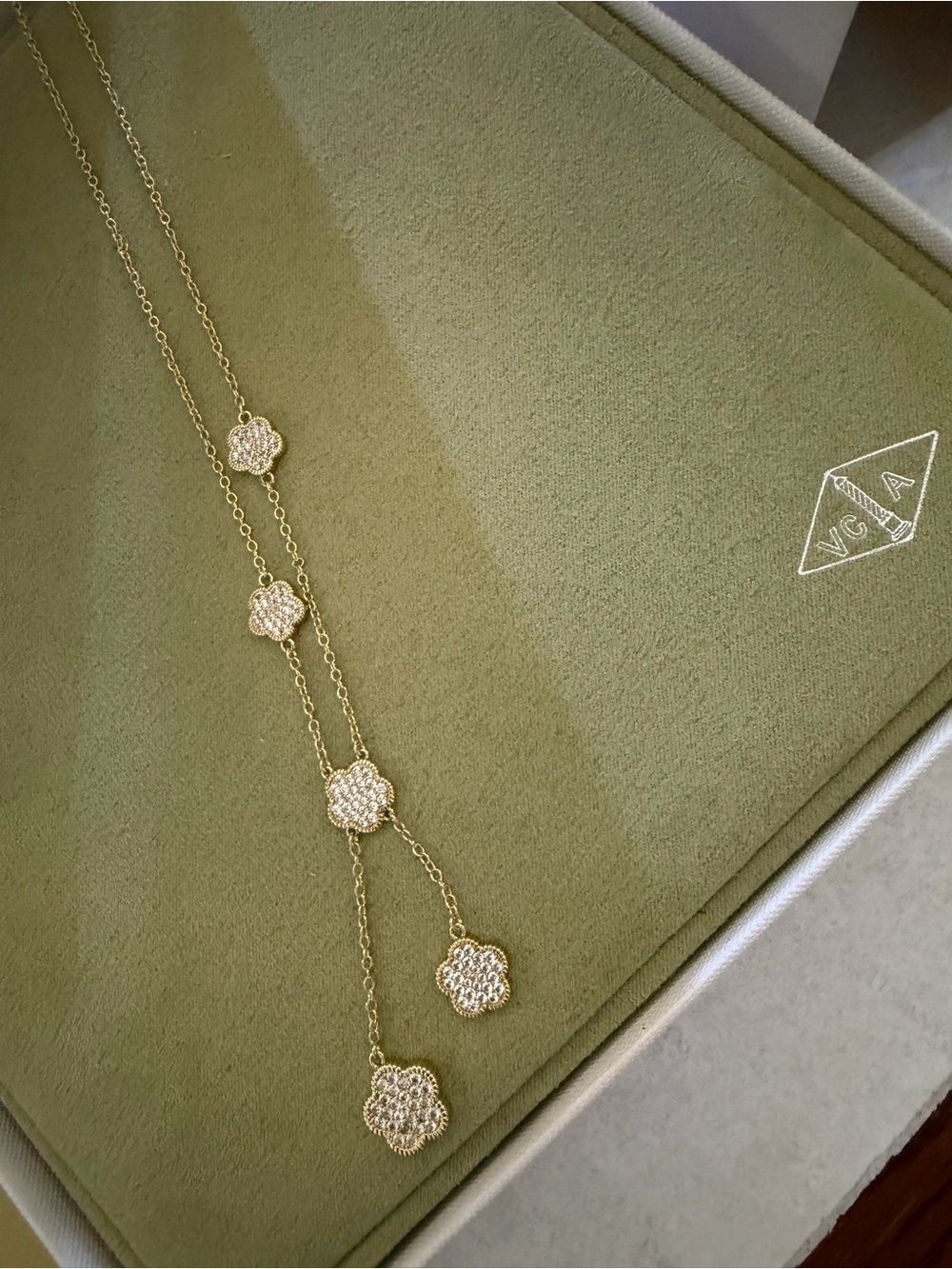 5 Star CLOVER Arpels 2ct. Pavé Diamonds Y-Necklace 14k $4,700.00
